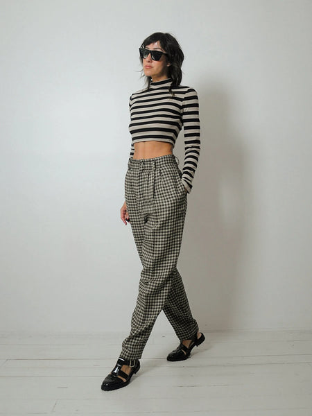 1980's Woven Plaid Trousers 27x29