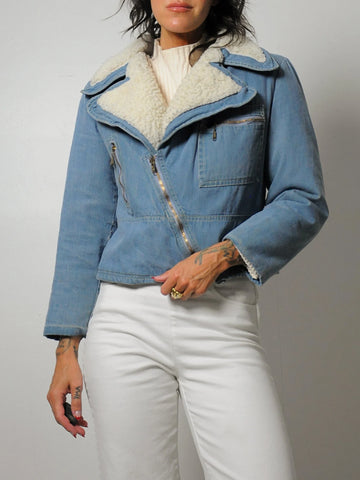 1970's Denim Sherpa Motorcycle Jacket