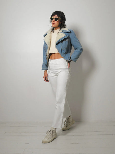 1970's Denim Sherpa Motorcycle Jacket