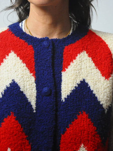 1960's I.Magnin Boucle Chevron Cardigan