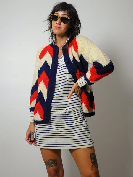 1960's I.Magnin Boucle Chevron Cardigan