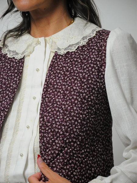 1970's Reversible Floral Quilted Vest