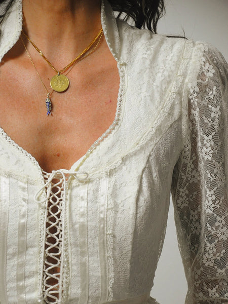 1970's Gunne Sax Lace Wedding Dress