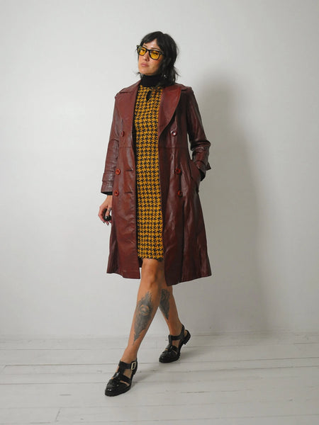 1970's Merlot Leather Trench Coat