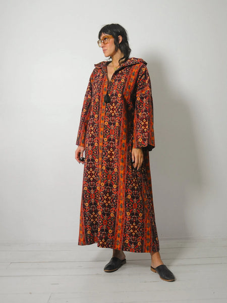 1960's Paisley Hooded Robe Dress