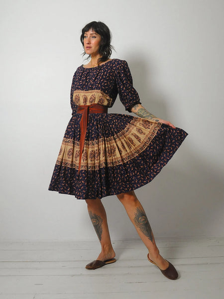 1970's Paisley Puff Sleeve Dress