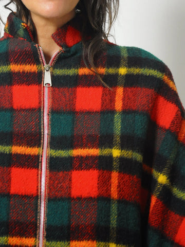 1960's Tartan Wool Plaid Cape