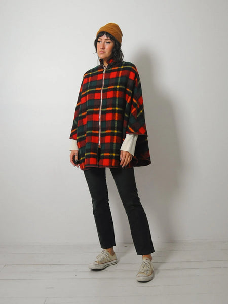 1960's Tartan Wool Plaid Cape