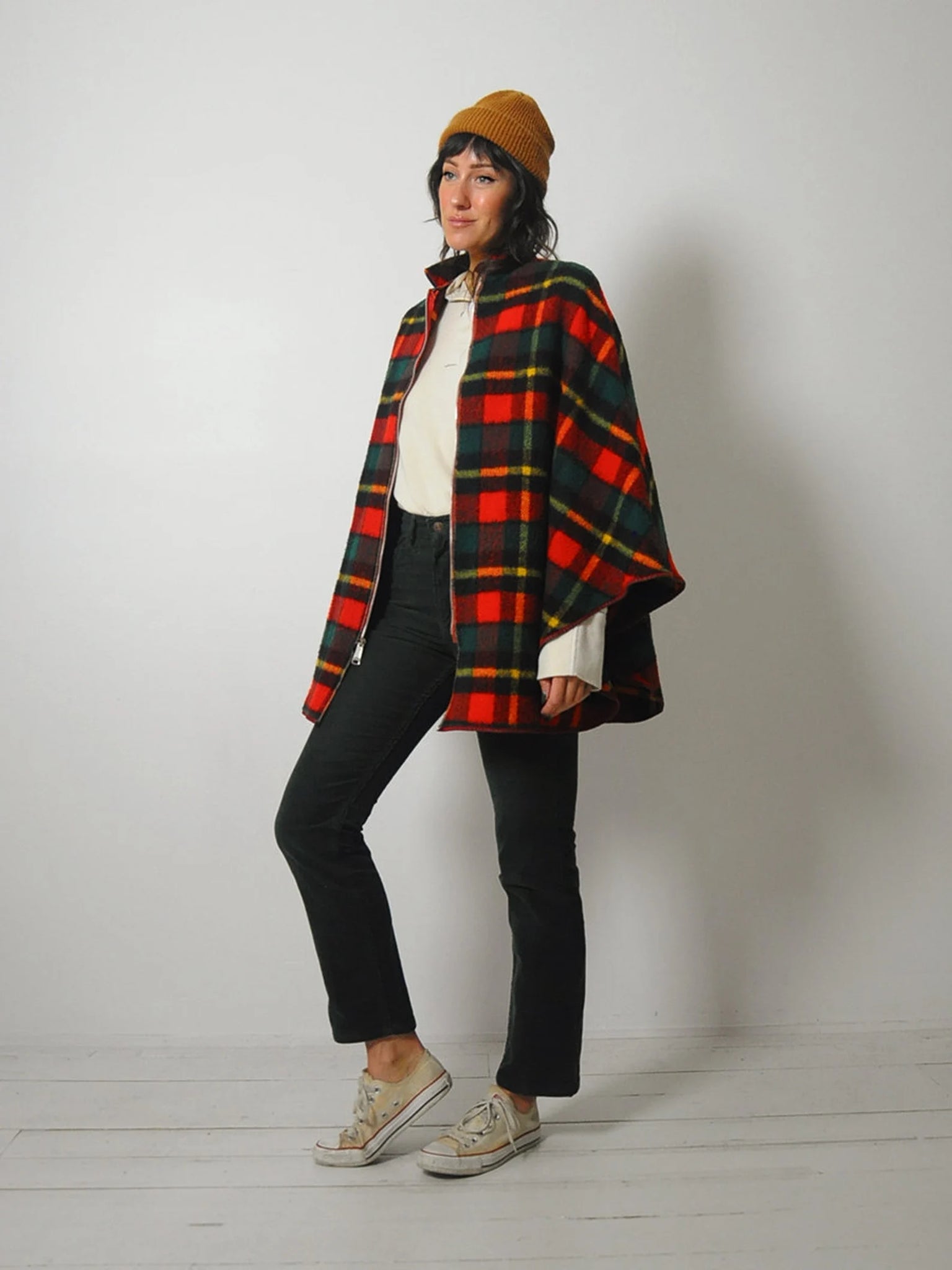 1960's Tartan Wool Plaid Cape