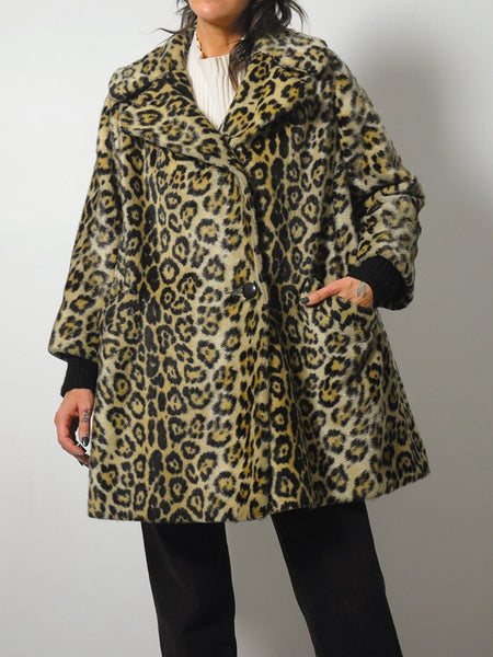 1960's Safari Faux Fur Leopard Coat