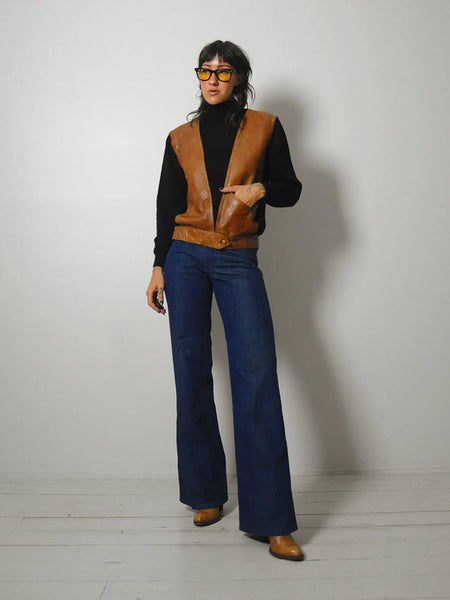 1960's Wool & Leather Pocket Sweater