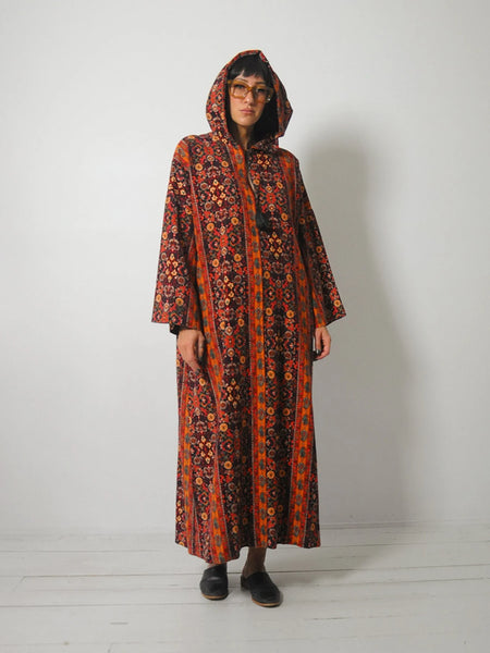 1960's Paisley Hooded Robe Dress