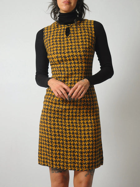 1960's Woven Houndstooth Wiggle Dress