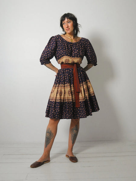 1970's Paisley Puff Sleeve Dress