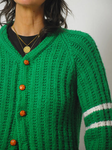 1970's Lucky Kelly Green Cardigan