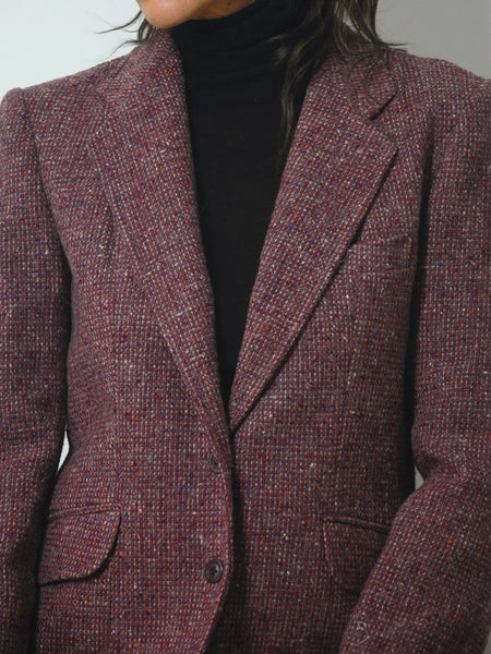 1970's Maroon Wool Tweed Blazer