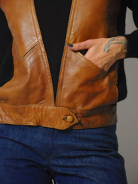 1960's Wool & Leather Pocket Sweater