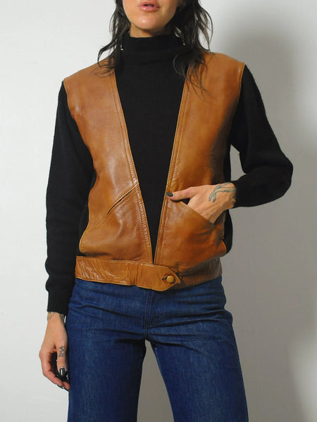 1960's Wool & Leather Pocket Sweater