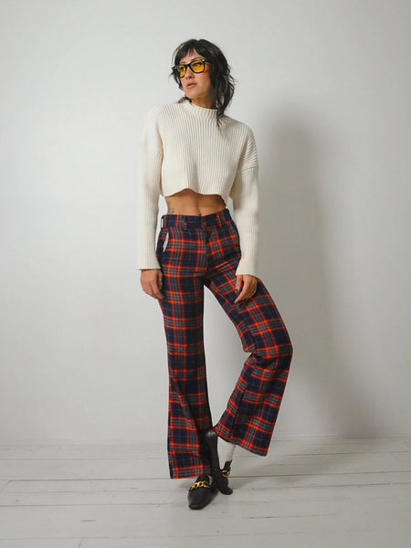 1970's Tartan Plaid Flared Pants 28x31