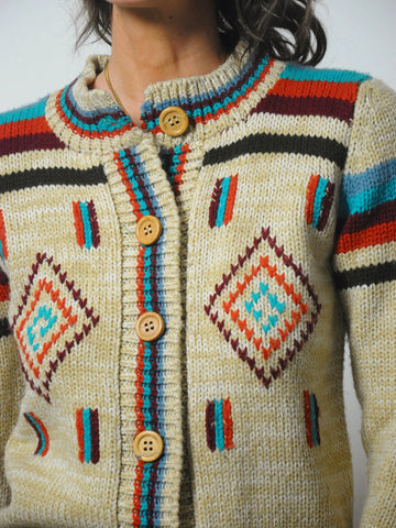 1970's Diamond Stripe Knit Cardigan