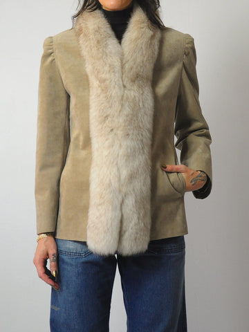 Shaggy Fox Fur Collar Jacket