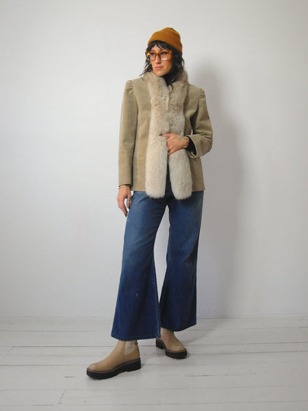 Shaggy Fox Fur Collar Jacket