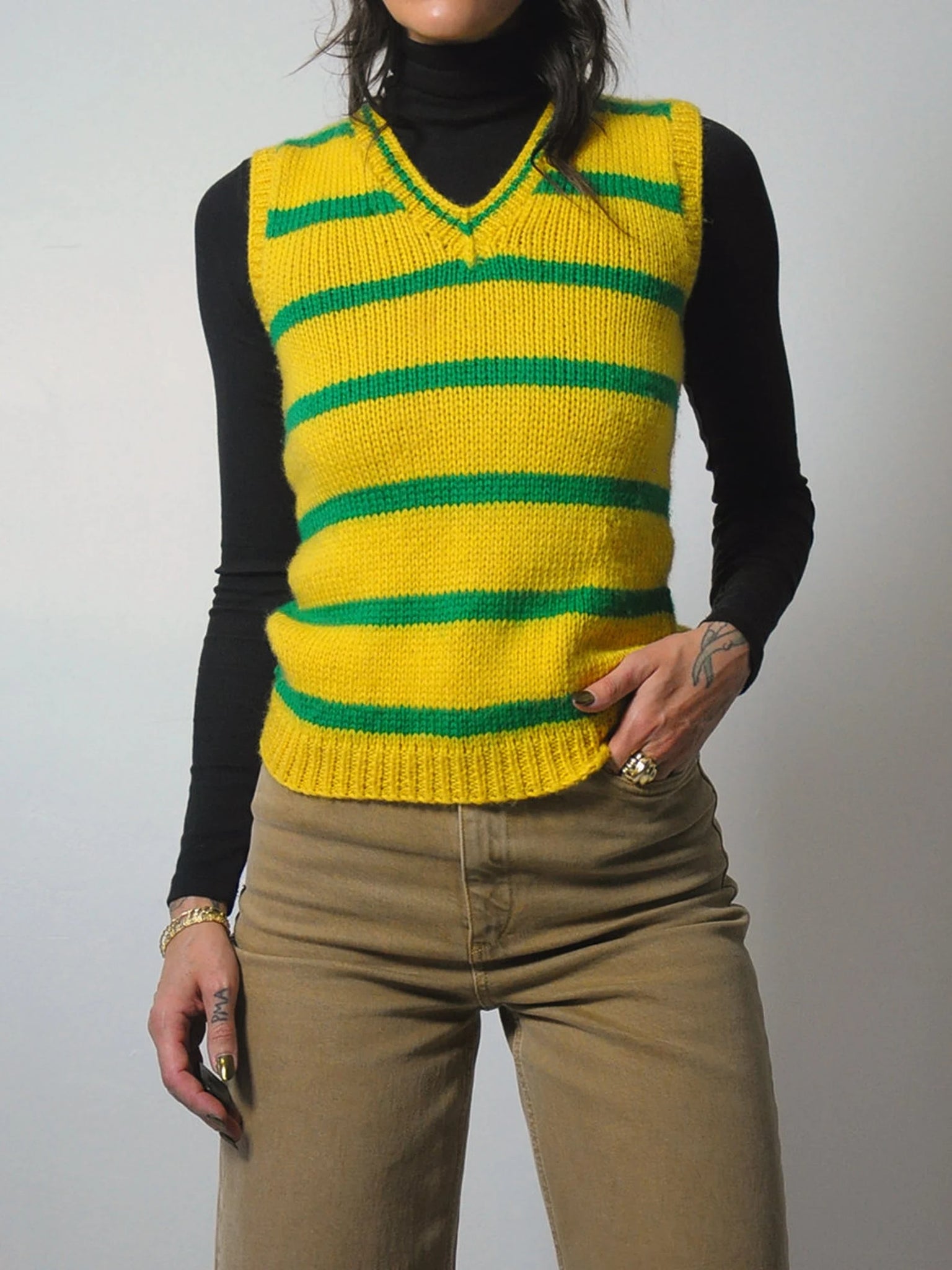 1970's Gold & Green Stripe Sweater Vest