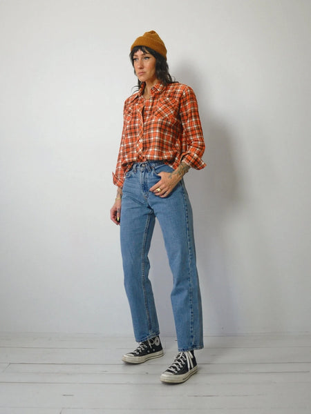1970's Copper Petite Plaid Flannel