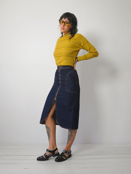 1970's Ochre Stripe Turtleneck Sweater