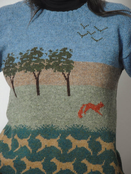 1970's Fox Hunt Wool Sweater