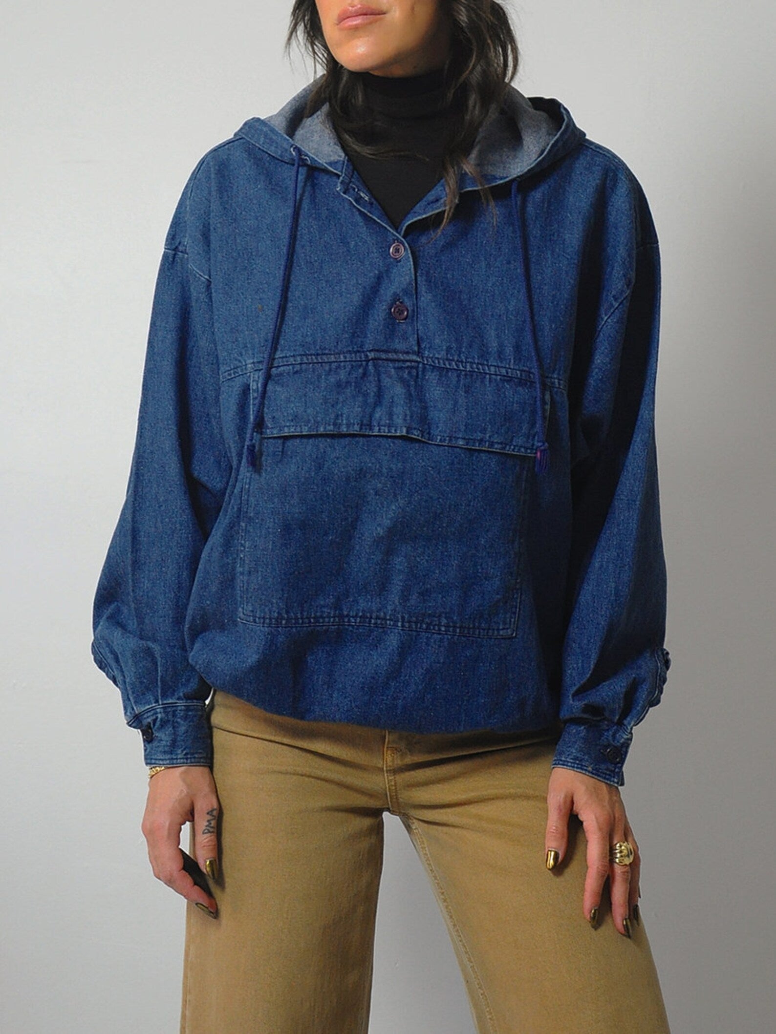 1980's Denim Hooded Anorak Jacket