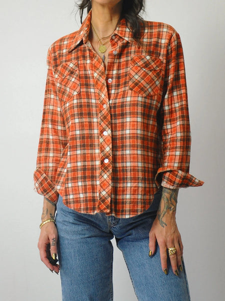 1970's Copper Petite Plaid Flannel