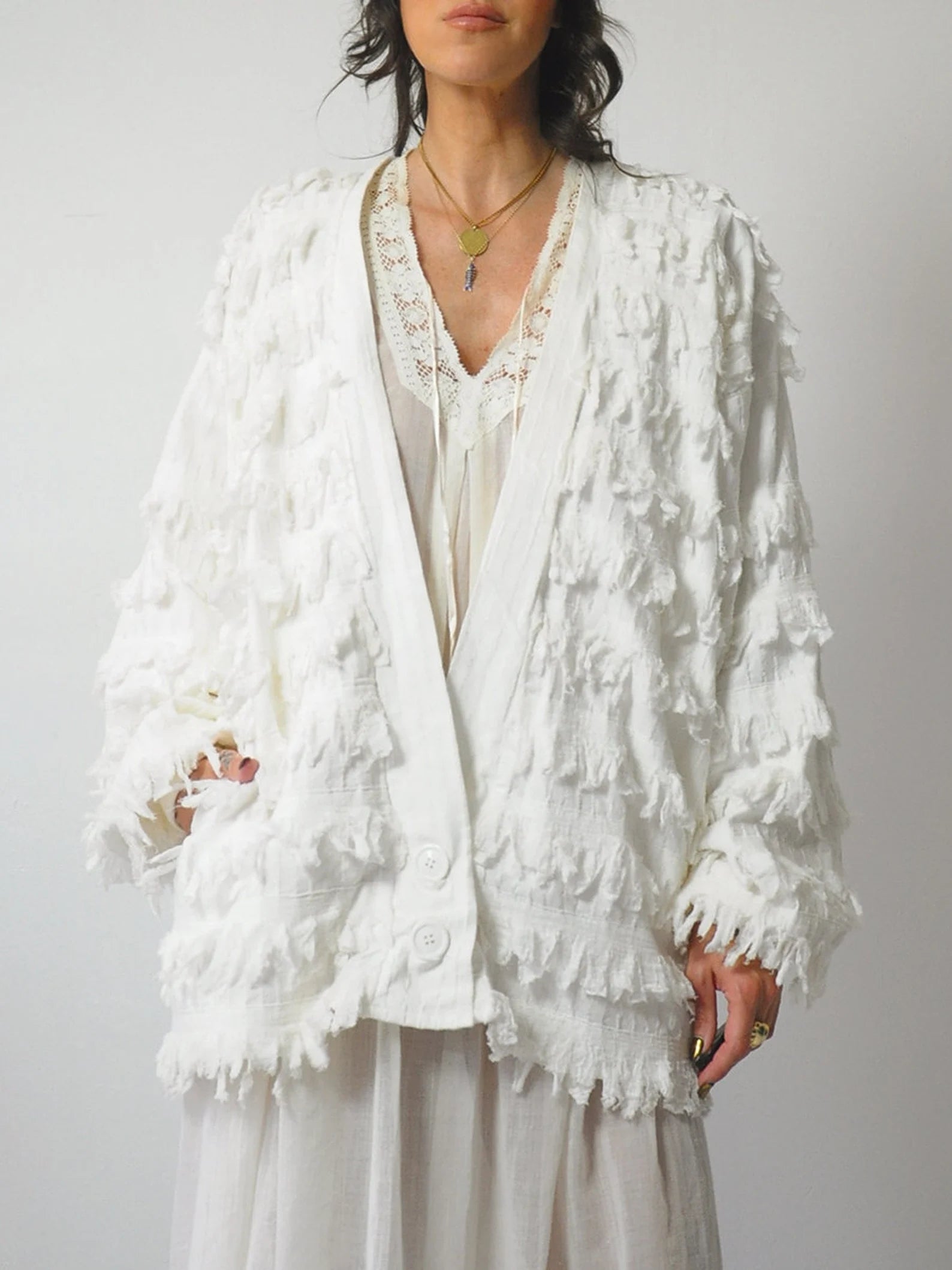 1980's Shaggy Cotton Cardigan Jacket
