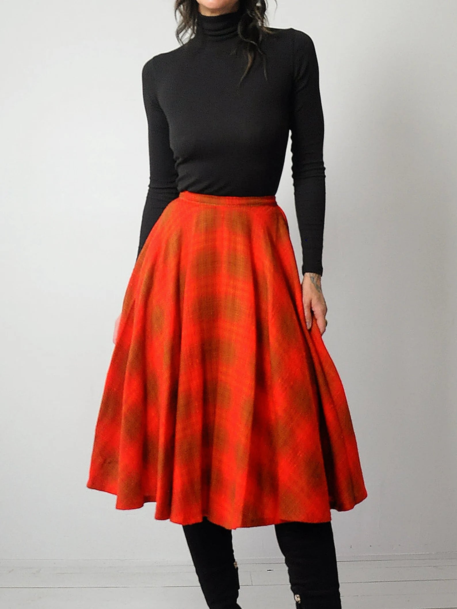 1950's Tartan Plaid Wool Circle Skirt