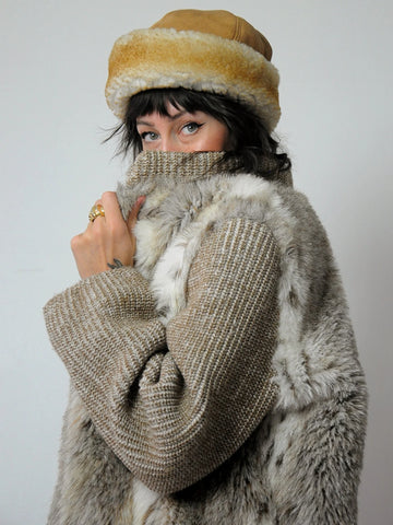 1970's Faux Leopard Knit Coat