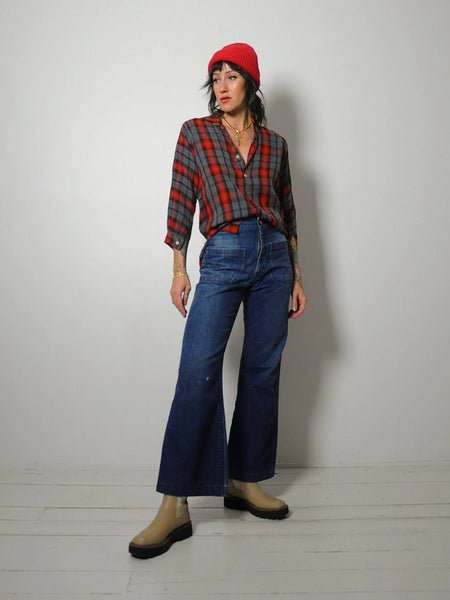1940's Woven Tartan Plaid Shirt