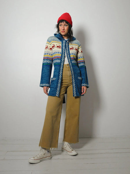 1970's Nordic Hooded Ski Sweater