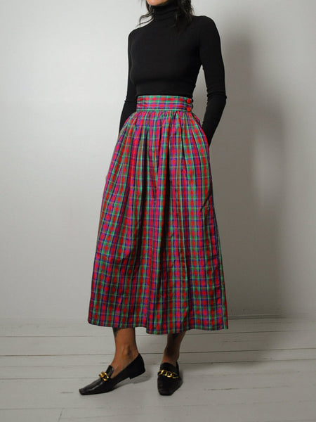 1980's Taffeta Tartan Plaid Skirt