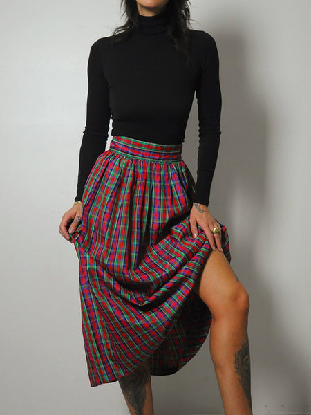 1980's Taffeta Tartan Plaid Skirt