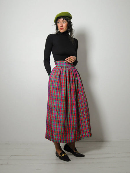 1980's Taffeta Tartan Plaid Skirt