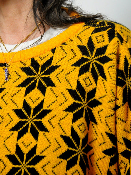 1980's Gold Fairisle Snowflake sweater