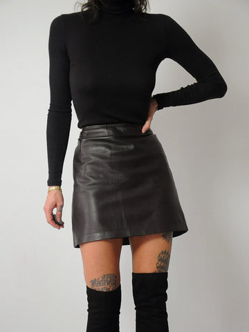 90's Cocoa Leather Mini skirt