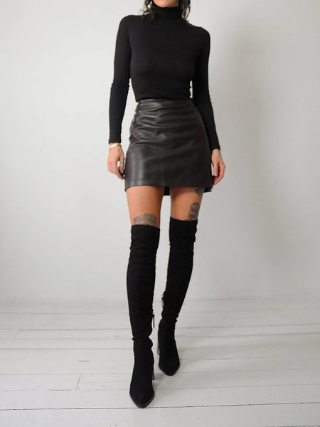 90's Cocoa Leather Mini skirt