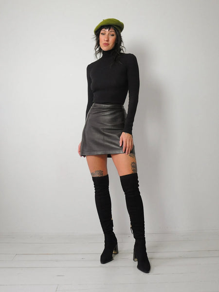 90's Cocoa Leather Mini skirt