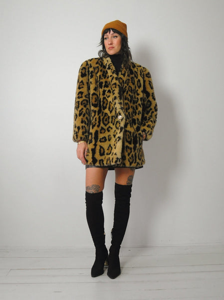 1980's Leopard Faux Fur Coat