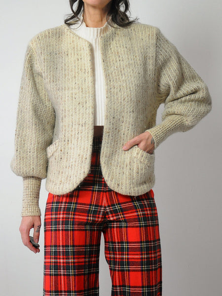 Mohair Mutton Sleeve Cardigan