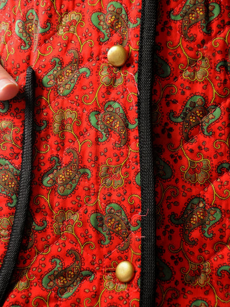 1970's Red Paisley Quilted Jacket
