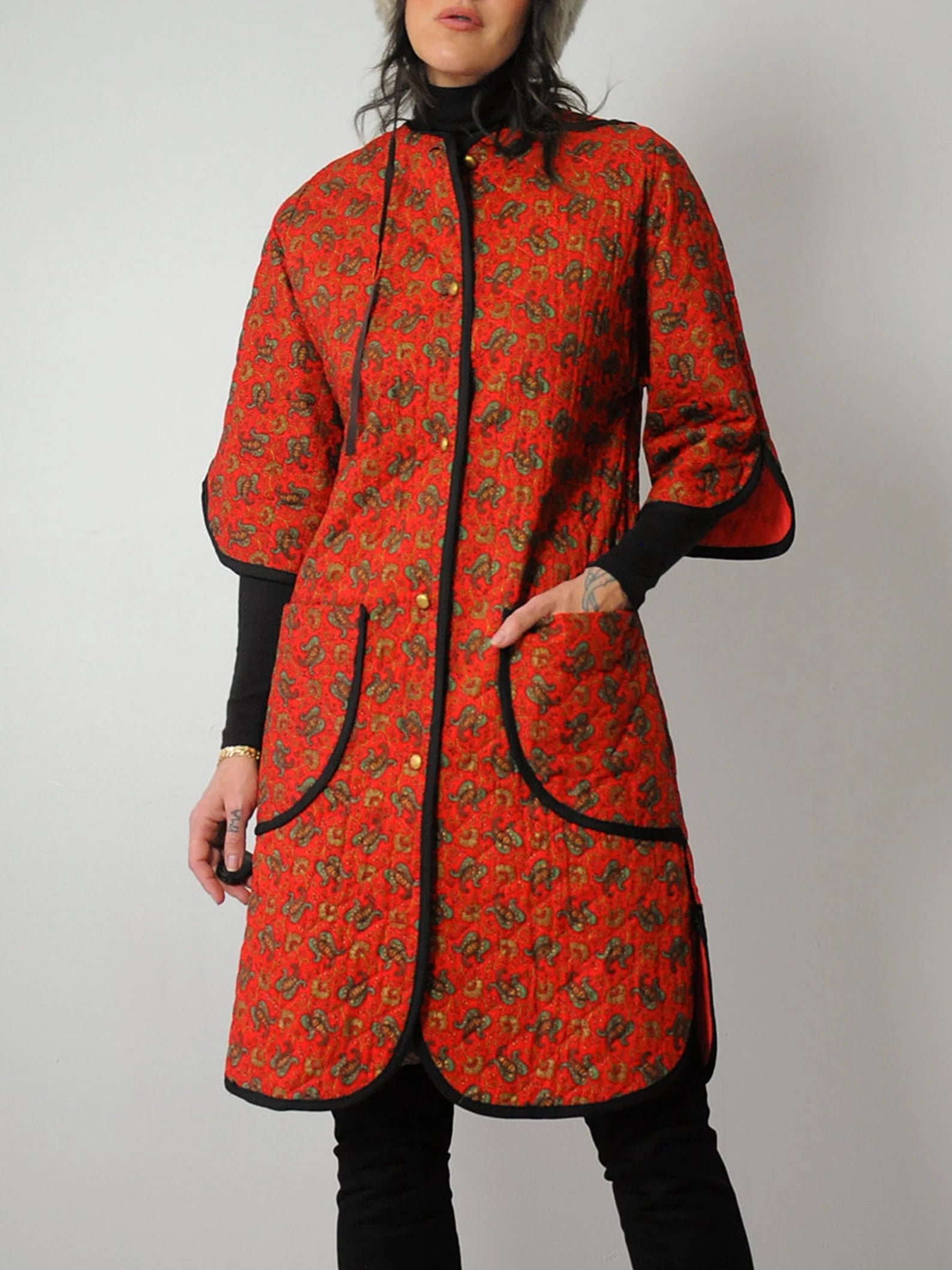1970's Red Paisley Quilted Jacket
