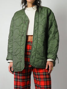 Button Front Quilted Military Liner Jacket