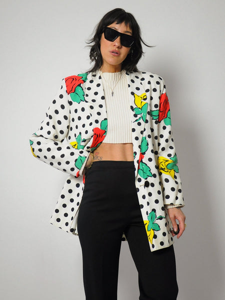 1980's Polka Dot & Rose Blazer